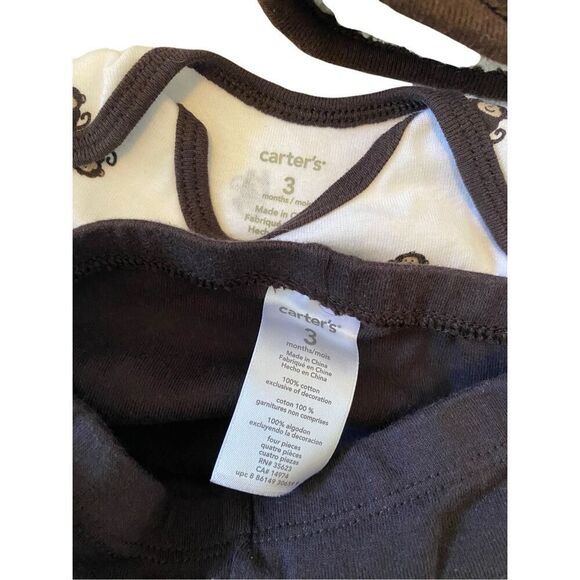 Lot of 4 Carters Monkey Baby Hat Pants Zip Up Hoodie One Piece 3 Months - Picture 6 of 10